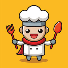 Cute Chef Cartoon Character Illustration