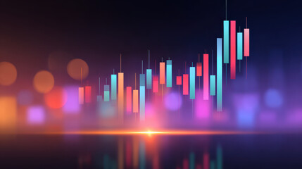 Futuristic stock graph chart showing financial market trading and business investment. This optimistic depiction of economy shows glowing data for analysis and exchange