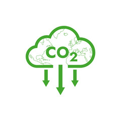carbon dioxide reduce icon set on transparent background. Symbol of reduce carbon dioxide
