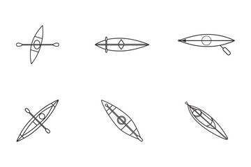 Fototapeta premium Outlined Kayak Illustrations and Canoes Showing the Top View for Water Sport Enthusiasts and Outdoor Adventure Planning