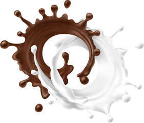 vector illustration of a chocolate and milk splash