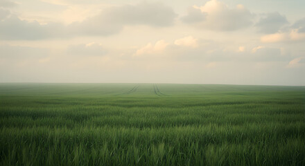 Obraz premium green field and blue sky