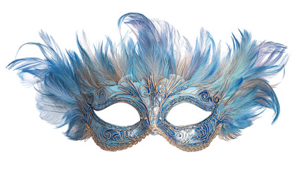 Beautiful ballroom mask with feathersTransparent background, PNG file