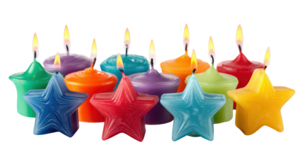 Birthday candles in star shapesTransparent background, PNG file