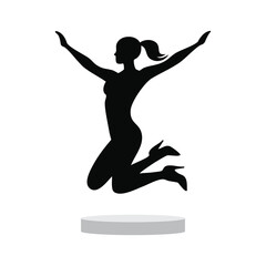 Naklejka premium Energetic Woman Celebrating Success with Arms Raised High