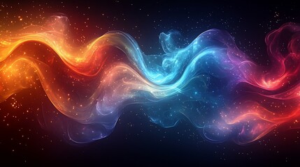 Naklejka premium Abstract colorful swirling smoke across a dark background