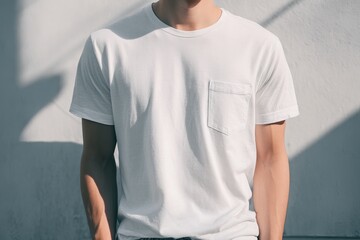 Close-up of a person wearing a plain white t-shirt (1)