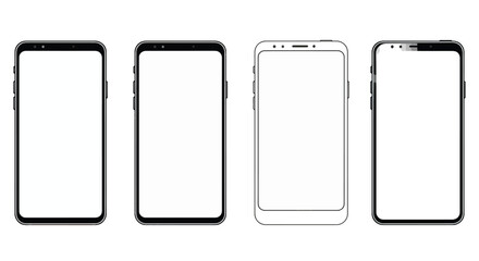 Smartphone mockups design templates black and white