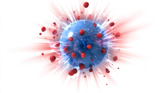 Energy burst from a nucleus or atom