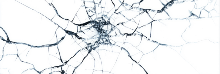 Crack on glass screen is minimal on white