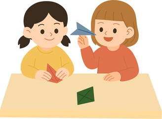 kids playing with a paper