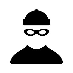 Thief profile icon. Bandit symbol isolated on white background.