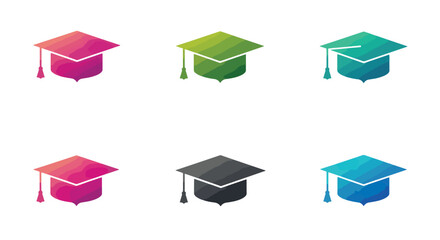 Graduation caps gradient icons