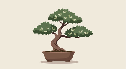 Potted cartoon bonsai