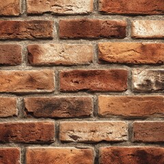 Fototapeta premium A detailed close-up shot of a rustic brick wall, showcasing the texture and pattern