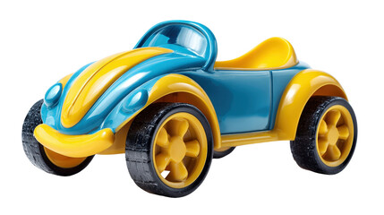 Blue and yellow buggy toy Transparent background, PNG file