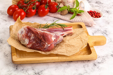 Raw lamb shank for cooking