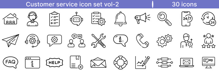 Customer Service Icon Set with Support Symbols