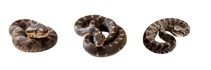 Snake Set Isolated on Transparent Background. PNG