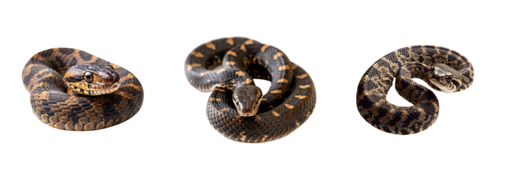 Snake Set Isolated on Transparent Background. PNG