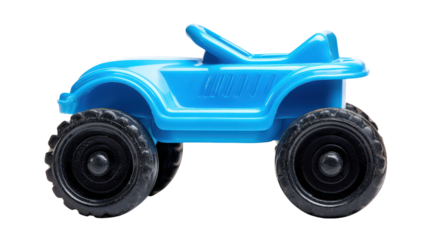 Blue toy buggy with black wheels Transparent background, PNG file