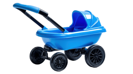 Blue toy buggy with black wheels Transparent background, PNG file