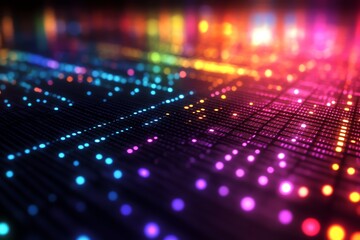 Colorful Digital Data Visualization with Bright Light Effects