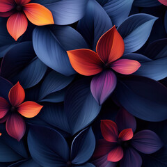 seamless floral pattern, 3D_abstract_floral_decoration_layered