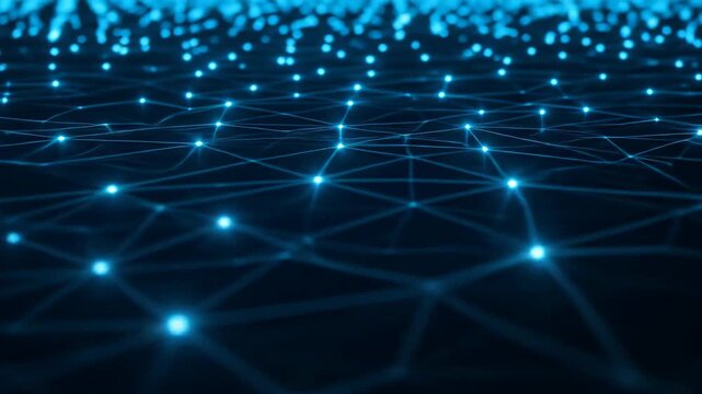 Abstract Network Connection with Glowing Nodes and Connecting Lines