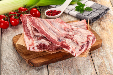 Raw pork ribs for cooking