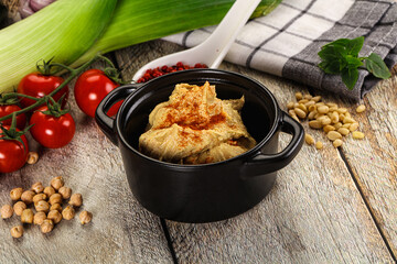 Natural chickpea hummus with paprika