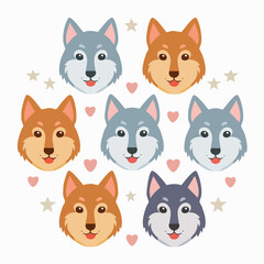 Obraz premium Minimal wolf faces in flat style