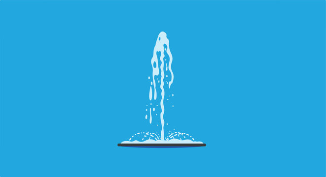 Cartoon water fountain shooting upwards in white on a blue background
