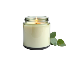 Candle light jar aroma wax scent home decor spa on transparent background