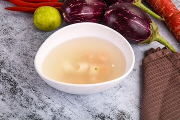 Light seafood soup with prawns