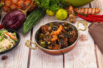 Manchirian breaded prawn with vegetables