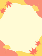 もみじとイチョウの秋フレーム