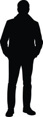 Man wearing jacket and trousers silhouette black