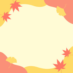 もみじとイチョウの秋フレーム