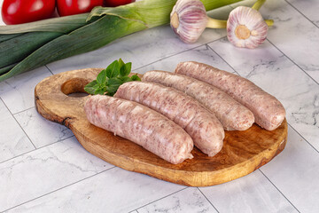 Raw pork sausages for grill