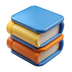 3D Stack of Closed Books Educational Literature Cartoon Plastic Style Icon Isolated on White Background