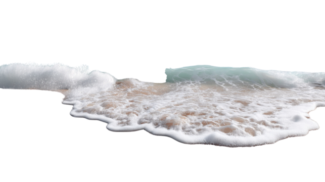 Coastal Serenity: A picturesque portrayal of the ocean meeting the shore, with foamy waves gently caressing the sandy terrain. Capturing the essence of nature's dance, offering a tranquil vista.