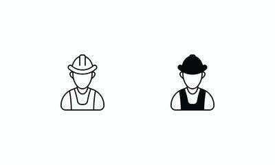 Construction Worker icons set Line and Glyph black vector icon stock illustration