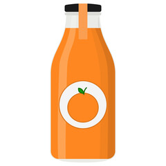 illustration of orange juice in a glass bottle