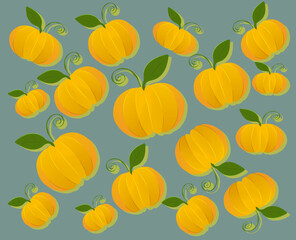 seamless floral pattern ,Paper Pumpkin Pattern – Autumn Vector Illustration