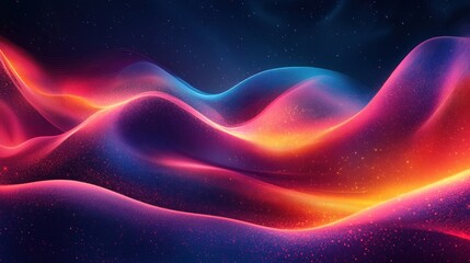 Fototapeta premium Abstract Wave Pattern with Glowing Particles and Neon Colors