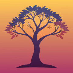 Minimalist tree silhouette with clean lines and soft gradients