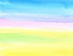Fototapeta premium Watercolor Gradient Wash Blue Pink Yellow Green Abstract Texture.