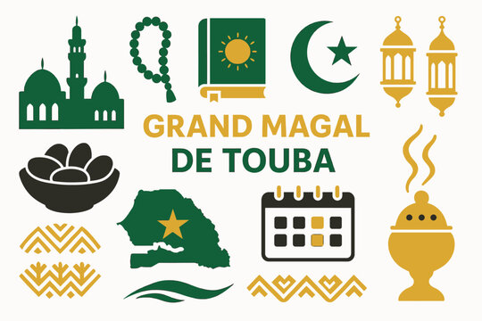  Grand Magal de Touba &ndash; Senegal Cultural Festival Symbols Vector Set (EPS)
