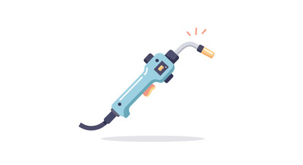 Light blue welding tool with small sparks illustration on white background